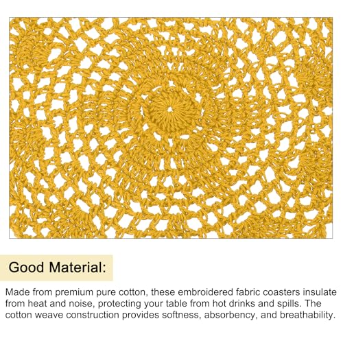 uxcell Crochet Doilies, 8Pcs 8" - Handmade Crochet Cotton Coaster, Round Lace Placemats with Floral Patterns for Wedding Party Decoration (Ginger Yellow) - color: Ginger Yellow