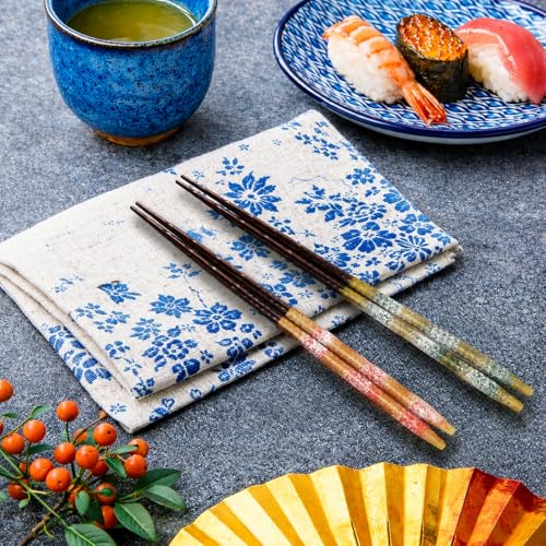 Premium Japanese Chopsticks Set for 2 [Made in Japan] Reusable Wooden Chopsticks with Elegant Iridescent Inlay Traditional Lacquered Finish D (Platinum White 2prs (MK061)) - color: Platinum White 2prs (MK061)
