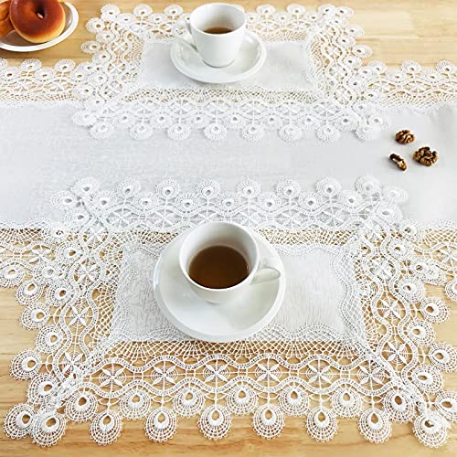 Lace Placemats Set of 2 Washable Off White 12x18inch - color: Dandelion, size: 2pcs