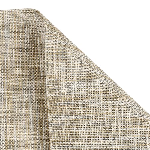 SHACOS Placemats Set of 4 Woven Vinyl Reversible Plastic Durable Place Mats Wipeable Stain Resistant Kitchen Dining Table Mats Indoor Outdoor Table Placemat, Beige - color: Beige, size: Set of 4