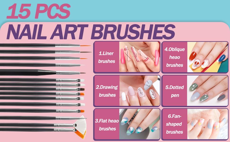 Artdone 35pcs Nail Art Pens brushes,Nail Art Tool Set,Nail Dotting Tools,Nail Dust Brush,Striping Nail Art Brushes for Long Lines,Nail Drawing Pen For Nail Design - color: 35pcs