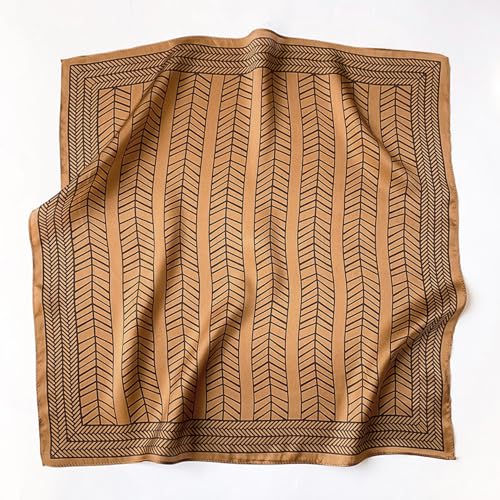 100% Mulberry Silk Neck Scarf for Women Square Neckerchief – 21 inch - color: Brown 6