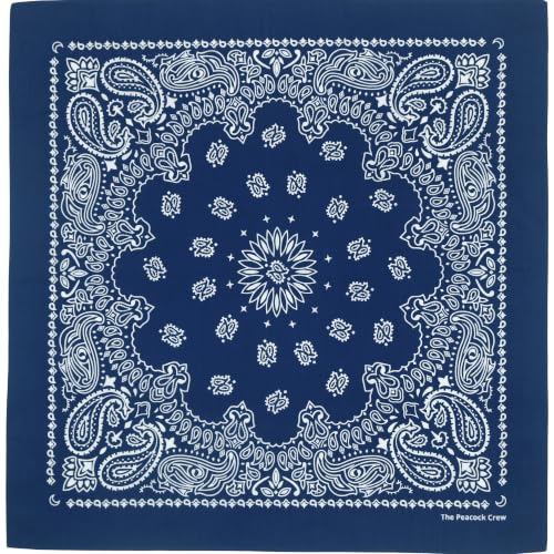 The Peacock Crew Premium Soft Cotton Bandanas Pack for Men and Women Paisley 22 x 22 inches - color: Pack of 10 Navy Blue