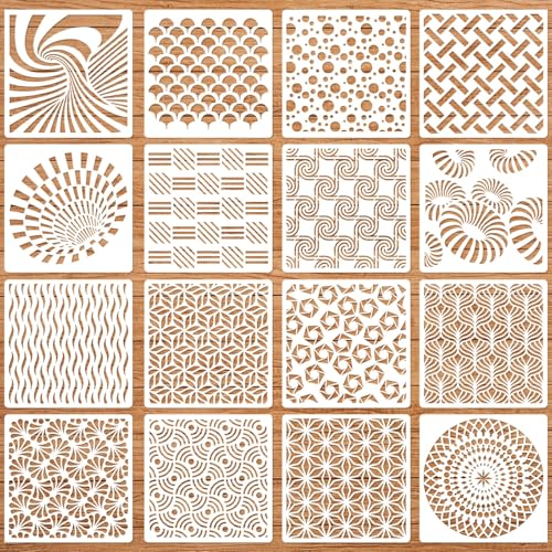 Geometric Stencils for Painting, 16 Pcs 6 Inch for Wood Signs Canvas - color: Geometric 6" 16PCS 04