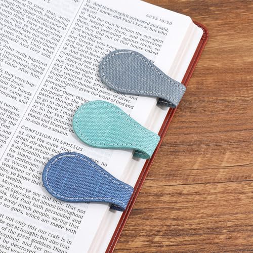 3PCS Vintage Magnetic Leather Bookmark, Leather Magnetic Bookmarks for Women, Magnetic PU Bookmarks Clip Book Accessories, Denim Pattern - style: Denim Pattern