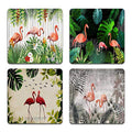 Beautiful Flamingo Square Coaster Set - Made of Recycled Rubber - Set of 4 - color: Beautiful Flamingo