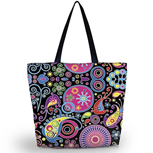 Beach Tote Bags Travel Shopping Bag With Zippered for Women - color: Sb-1914
