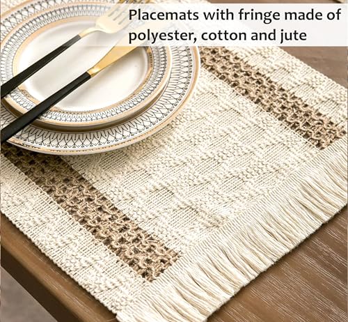 Ruvanti Placemats Set of 6, 17.3x11.3 Polycotton PlaceMats Parallel Stripe - color: Parallel Stripe