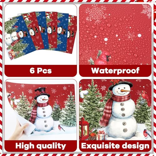 Winter Christmas Placemats Set of 6 Snowman Plastic Table Mat 17×13×0.04in - style: Red Blue Snowman