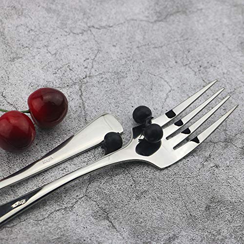 JASHII 18/10 Stainless Steel Mirror Polished Silver 2 Pcs Spoon & 2 Pcs Fork Silverware Server Utensil Set - color: Serving spoon & fork