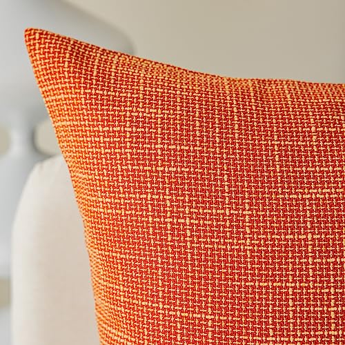 Kevin Textile Fall Pillow Cover Decor Lined Linen Throw Pillow Cases Cushion Cover Seasonal Autumn Pillow Covers for Chair, 18"x18"(2 Pack, Orange) - color: Orange, size: 18" x 18" (Pack of 2)