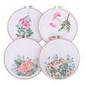 FOXTEMO 4 Sets Embroidery kit for Beginners Adults, 1 Pack 20CM Embroidery Hoops, Adults Starter Cross Stitch Kit DIY Needlepoint Kits