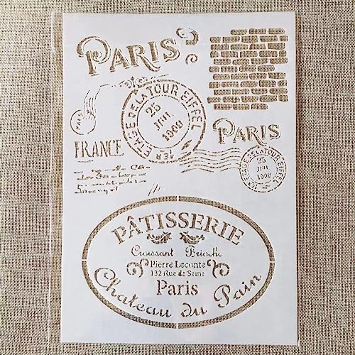 TIAMECH A4 Reusable Vintage Stamp Stencils for Painting - style: 4Pcs Vintage Ticket