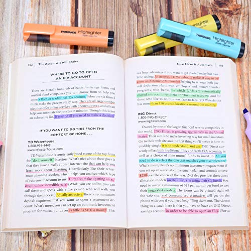 TWOHANDS Highlighter,Chisel Tip Marker Pen,6 Assorted Pastel Colors,H2007 - color: Pastel, size: 1 Count (Pack of 6)