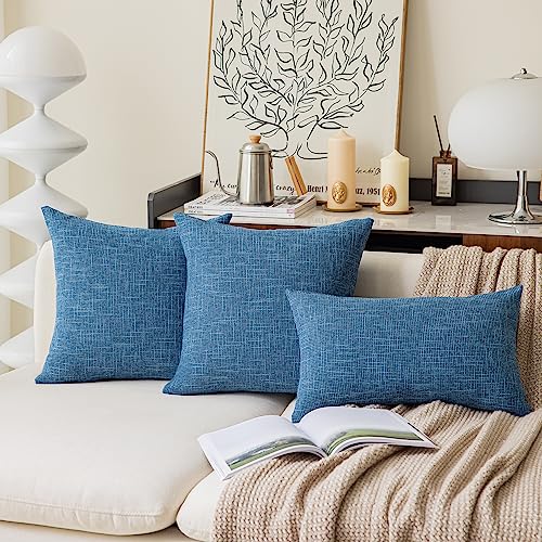 Kevin Textile Faux Linen Home Decorative Hand Made Cushion Cover Pillowcase for Nap, Hidden Zipper, 18"x18"(2 Pieces, Navy Blue) - color: Navy Blue, size: 18" x 18" (Pack of 2)