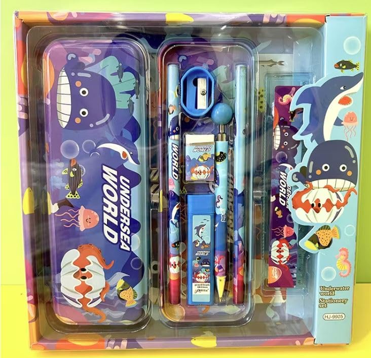 7-In-1 stationary set for kids birthday return gifts (Bear)