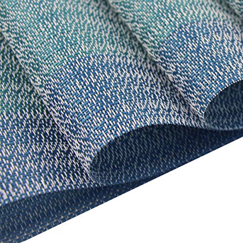 Placemats Washable Easy to Clean PVC Placemat for Kitchen Table Heat-resistand Woven Vinyl Hard Table Mats 12x18 inches Set of 4 (Blue) - color: 02: Coastal, size: 4 Placemats