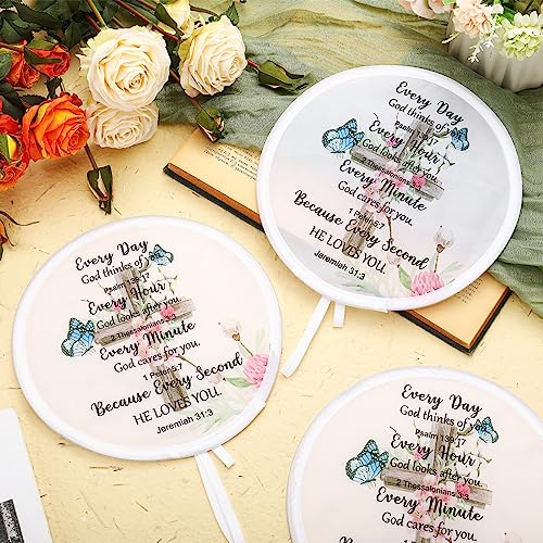 Tradder 50 Pcs Christian Church Fans Bulk Foldable Hand Fans, Floral - style: Floral