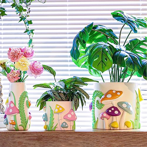 GUGUGO Pastel Mushrooms Vase for Flower, 8-Inch-Tall Rainbow Funky Mushroom Decor, Eclectic Vases for Flowers, Unique Colorful Decorative Vase, Cute Room Decor Aesthetic - color: B, size: 5in