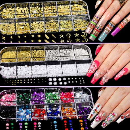 FANDAMEI Nail Art Kit, Nail Gems, Nail Charms, Nail Art Tools, Nail Stuff