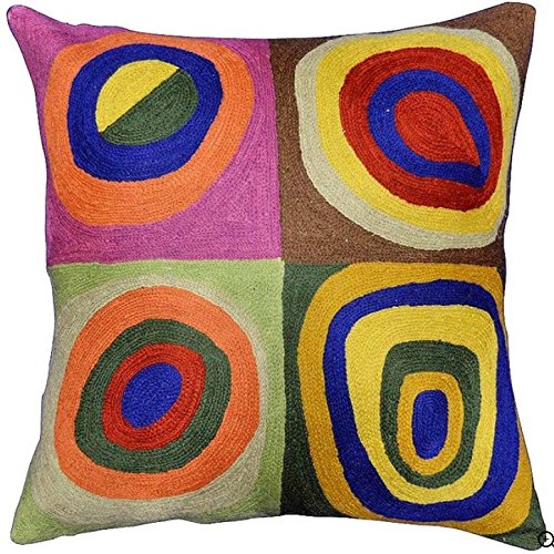 Kandinsky Abstract Pillow Cover - Quadrate | Modern Pillows | Contemporary Pillow | Handmade Wool Size 18x18 - color: Farbstudie Quadrate