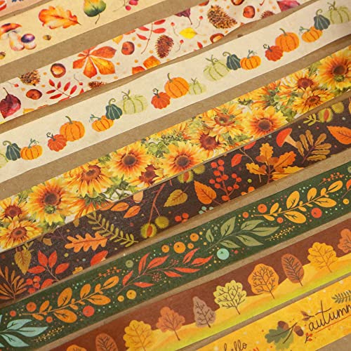 YUBBAEX 10 Rolls Four Seasons Washi Tape Set Yellow Leaves & Flowers Masking Decorative Tapes (Autumn) - color: Autumn