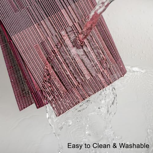 Placemats Set of 6, Vinyl Woven Heat-Resistant Place Mats - color: Purple Red, size: Set of 6