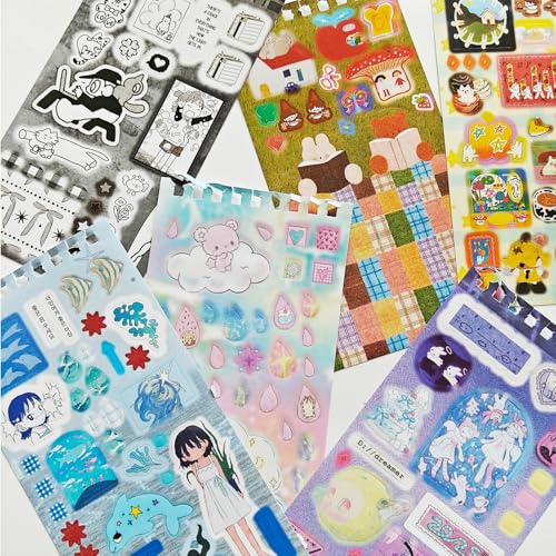 20 Sheets Kawaii Sticker Book Set,500+ Korean Japanese Stickers Book for Journaling,Cute Aesthetic Stickers for Scrapbooking,Planner,Notenook,DIY Craft(Emotional Specimen) - color: Whimsical