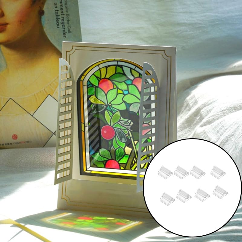 50 Pcs Clear Card Stands, Triangular Display Holders for Game Cards, Photos, Menus, Table Number Signs - Transparent Acrylic Card Holders for Board Games & Decor