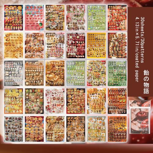 Japanese Sticker Book for Scrapbooking Supplies,Food Stickers for Planner - color: Horizon