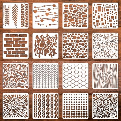 Art Stencils for Painting, 16 Pcs 6 x 6 Inch for Wood Signs Canvas - color: Geometric 6" 16PCS 02