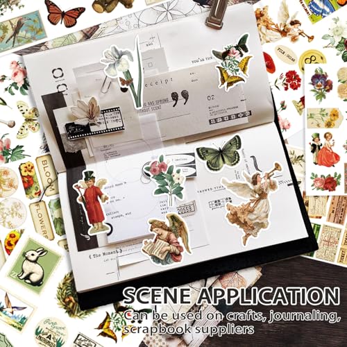 Vintage Sticker Book Washi Paper Aesthetic Journaling Scrapbook Stickers - style: Vintage Flowers