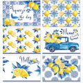 OBUSATT Blue and Yellow Lemons Placemats Set of 6 17×12 Inch Summer Lemon - style: Summer Lemon