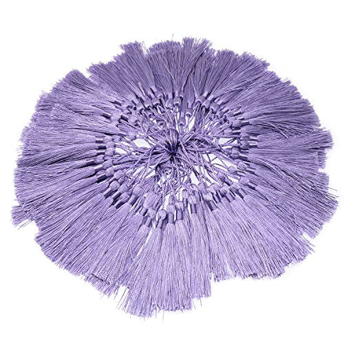 VAPKER 100 Pieces Purple Silky Handmade Soft Tassels 13cm/5-Inch With 2-Inch Cord Loop for Jewelry Making, DIY Projects, Bookmarks - color: F:purple