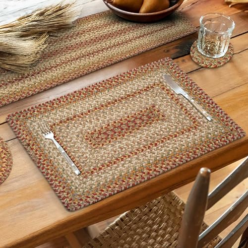 Homespice Harvest Braided Placemats for Country Decor, Rect 13x19 Set of 6 - color: Harvest