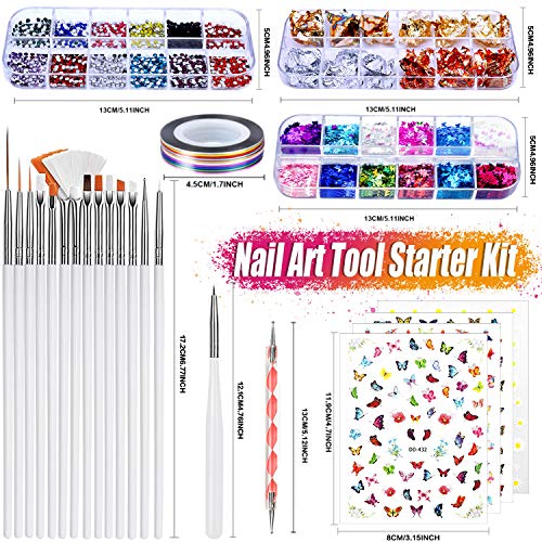 37pcs Nail Art Kit, Nail Design Tools Nail Art Brushes Set for DIY