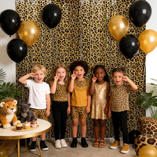 OQOQ Cheetah Print Fringe Backdrop 2 Pack, 3.3x8.2ft XL Leopard Print Decor - color: Cheetah Print