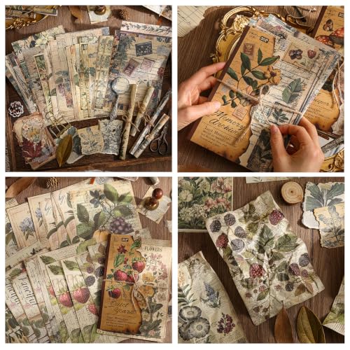 120Pcs Deco Papers for Scrapbooking, 5.4x7.9in Vintage Decoupage Paper Junk Journal Supplies, Retro Flower Butterfly Ephemera Paper Pack Diary Room Decor Wall Art Collage Album - color: Multicolor 21