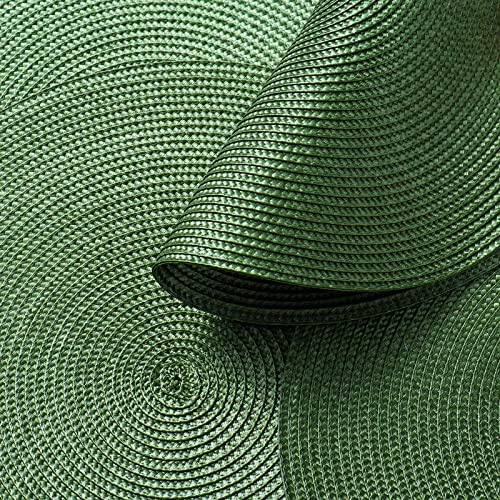 AHHFSMEI Round Placemats Set of 6 Heat Resistant Washable Non-Slip Woven Braided Table Mats for Dining Table Kitchen & Home Decor (Olive Green) - color: Olive Green, size: Set of 6