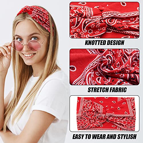 Wide Bandana Headbands for Women Twist Boho Headband Stretchy Turban Head band Head Wraps Yoga Workout Head Bands For Women's Hair,Pack of 6 - color: Bandana