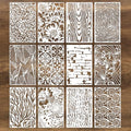 12Pcs Mixed Media Stencils for Crafts, Reusable Stencils for Painting, Wood Grains Flower Texture Templates Geometric Layering Spray Paint Stencils Kit on Wall Canvas Cake Card DIY Art (11×7'') - size: 2.0