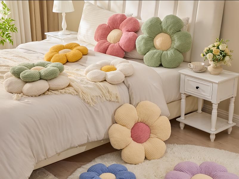 Flower Pillow,19.6" Daisy Pillow Purple Throw Pillows - color: Purple+light Yellow, size: 19.6"