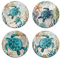 Marine Life Round Coaster Set - Made of Recycled Rubber - Set of 4 - color: Marine Life