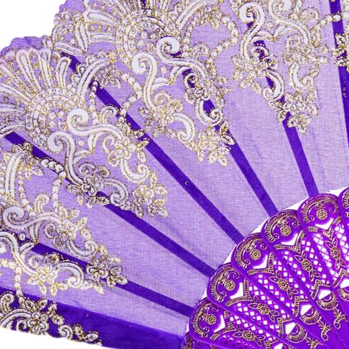 QIRMIZI 30 Pack Folding Handheld Fans,Silk Spanish Fan, Perfect for Weddings, Parties, and Dancing,Purple - color: Purple, size: 30 PACK