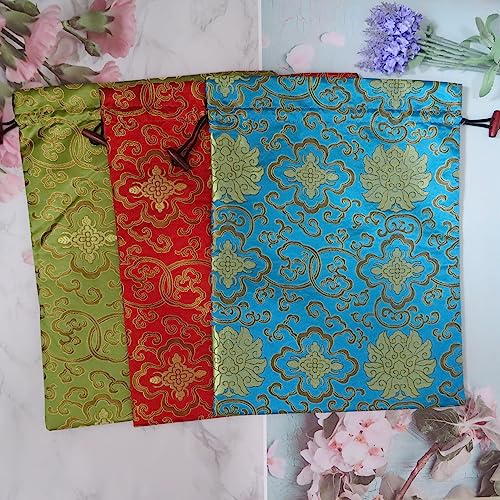 Ouyatoyu 3pcs Embroidered Silk Flower Design Jacquard Travel Bags - Laundry, Shoe, Lingerie & Underwear Storage for Men & Women - Washable Cloth Shoe Bags - color: pattern 2
