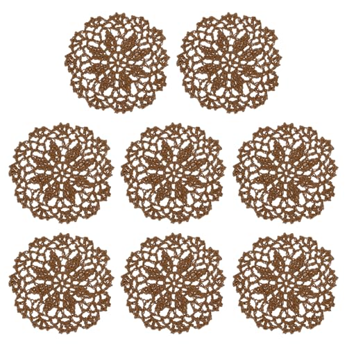 uxcell Fabric Coasters, 8pcs 4" - Cotton Woven Crochet Doilies, Lace Embroidery Cup Mat with Floral Pattern for Wedding Party Decoration (Chocolate Color) - color: Chocolate Color