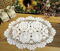 Phantomon Handmade Crochet Cotton Lace Placemats Doilies Cloth Crochet Coasters, Pack of 4, Oval Shape, White, 12 x 17 inch (White) - color: White