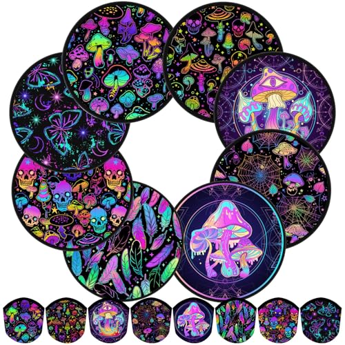 Gejoy 24 Pcs Mushrooms Skulls Foldable Flying Fan Disc Hand Fans 8 Style - color: Mushroom