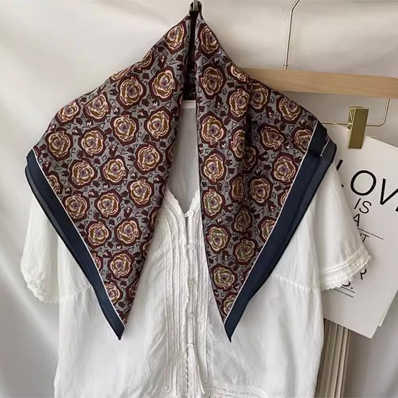 100% Mulberry Silk Scarf - 25.6" Square Neckerchief & Headscarf Gift Packed - color: Bronze-2