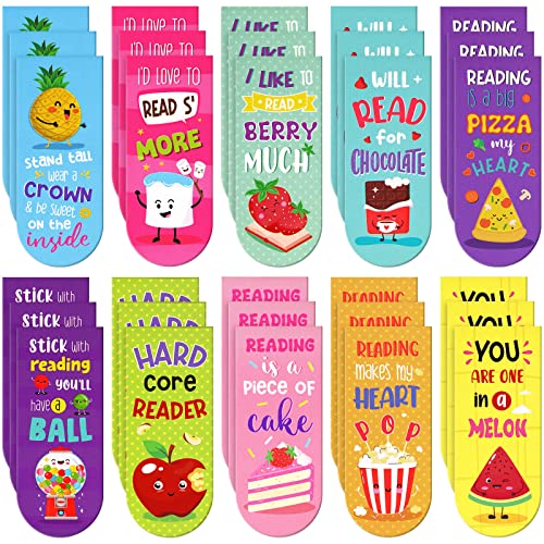 Fainne 30 Pieces Assorted Scented Magnetic Bookmarks Scratch and Cute Sniff Fruit Food Theme Bookmarks Encouraging Sayings Book Tag 10 Styles(Classic) - style: Classic